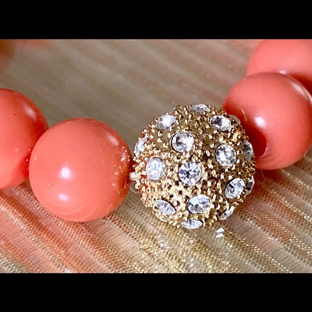 ORANGE STRETCH BRACELET WITH MULTI PAVE RHINESTONES - Picture 2 of 4